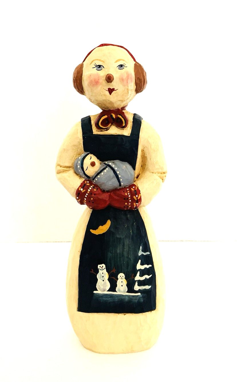 House of Hatten Snowwoman Baby Figurine 2000 Kelley Folk Art Christmas 9"